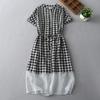 Весна 2025 новое платье в клетку с вставками, повседневное платье на шнуровке, приталенного силуэта