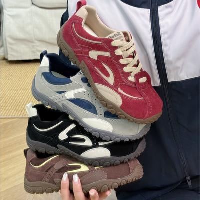 Ретро уличные анти-велюровые кожаные бордовые немецкие тренировочные туфли женские 2025 новые универсальные повседневные спортивные походные туфли туфли-доски Форреста Гампа