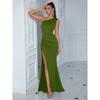 Elegant Off-Shoulder Split Hem Maxi Dress Women 2025 Formal Party Graduation Evening Wear
