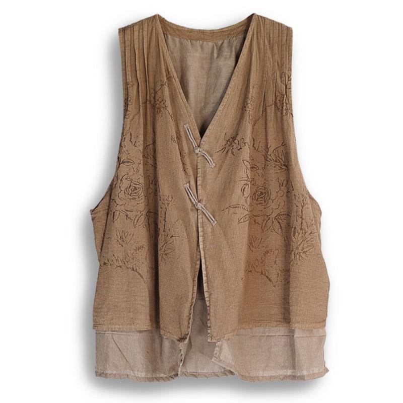 Johnature Женский осенний модный жилет Devise Personality Vest Niche Casual Print Китайский стиль V-образный вырез жилет