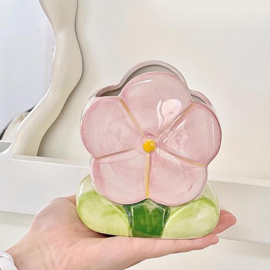 Керамический держатель для ручек в виде цветка, ручная работа, коробка для хранения косметики в виде тюльпана, органайзер для кистей для макияжа, держатель для карандашей в виде цветка для домашнего офиса