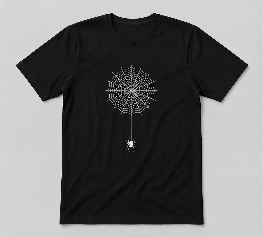 Halloween Hanging Spider Spooky Night Black T-Shirt