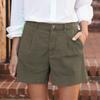 Женские мягкие хлопковые льняные шорты с карманами, мягкие шорты на пуговицах без молнии, облегающие шорты