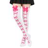 1 пара Черные Милые Розовые Чулки до Бедра в Стиле Y2K Harajuku Lolita для Девочек Носки с Костяным Бантом Streetwear