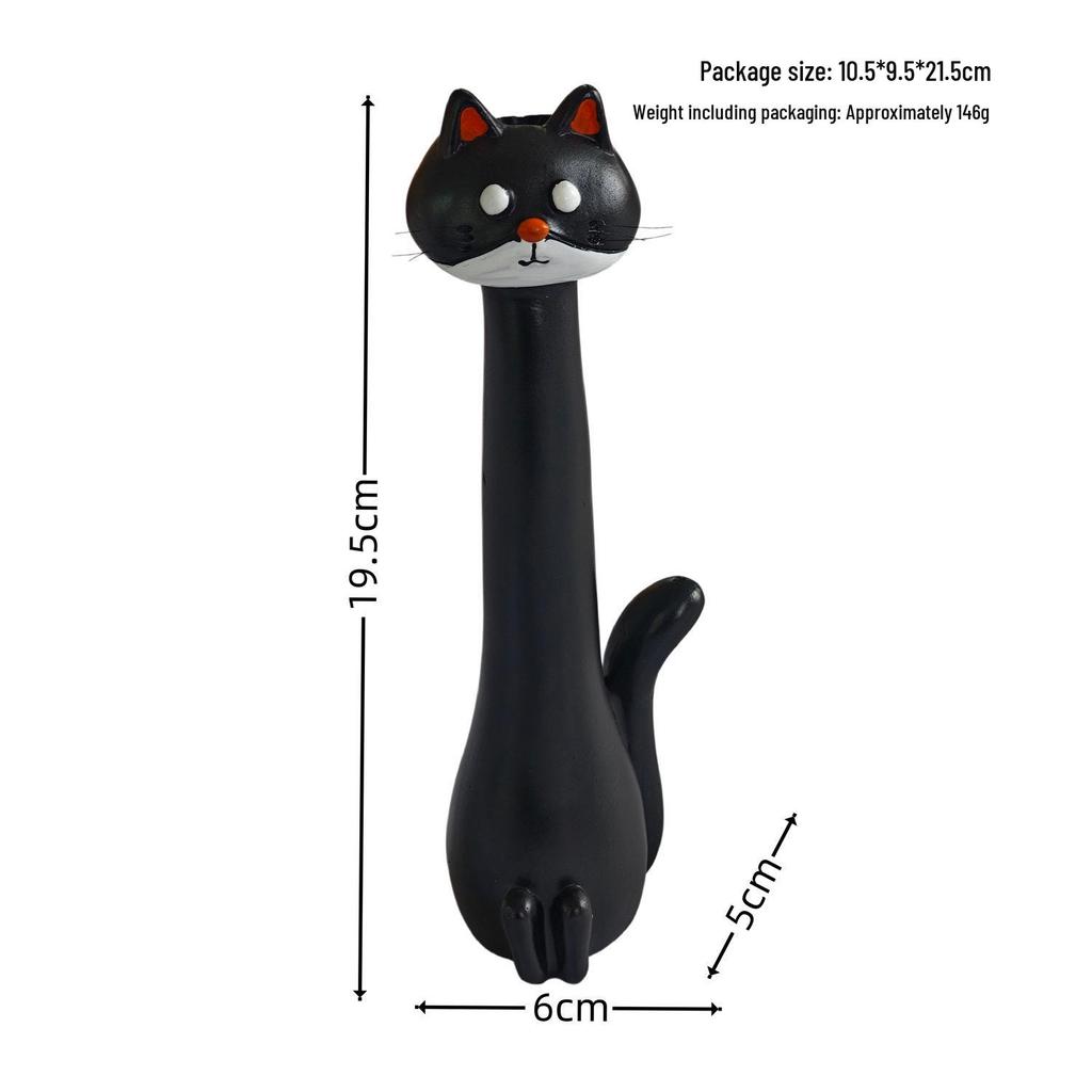 Siamese Cat Resin Vase with Dried Flowers - Decorative Ornament for Entrance, Dining, and Living Room