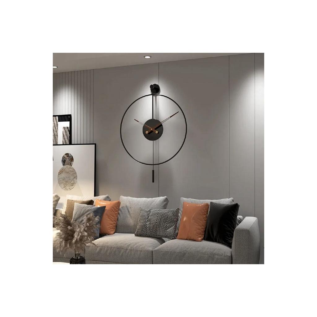 (средний размер) Черный Tiktok - орех, 35 см, часовая и минутная стрелка, современные декоративные металлические настенные часы с маятником