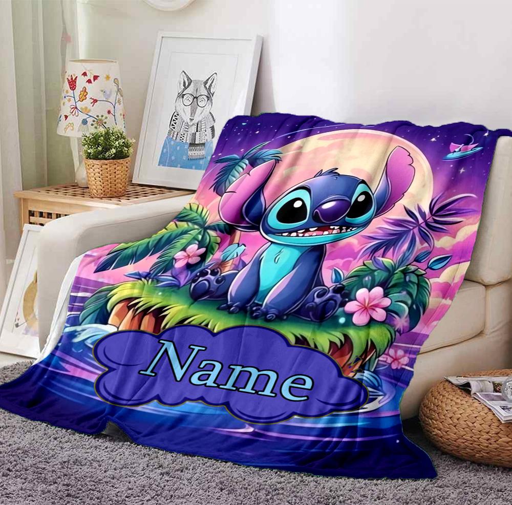 Custom Name Ohana Christmas Flannel Blanket Throw Blanket Soft Warm Sofa Bed Decor Unique Gift