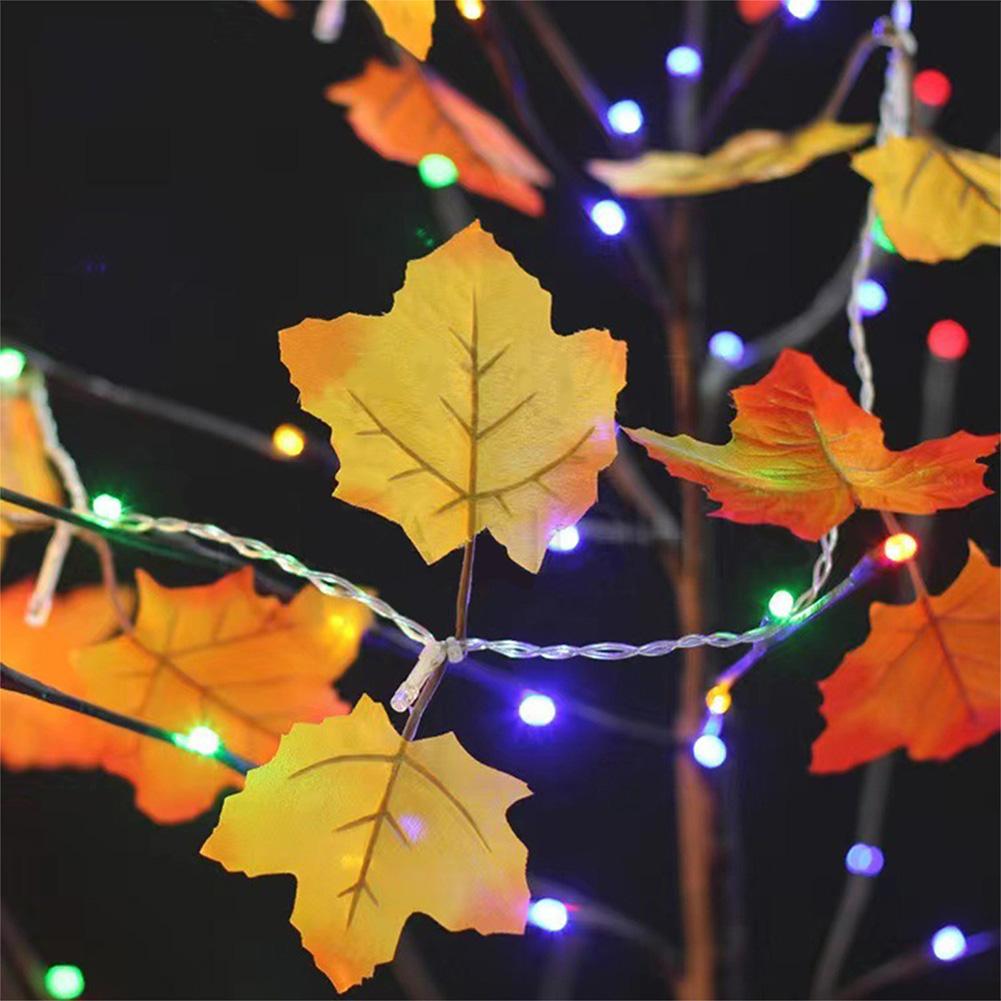 0.5W Artificial Maple Leaves LED String Light Battery Powered For Thanksgiving Halloween Christmas Holiday Decorations