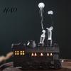 Relaxing Scent Machine for Yoga 300ml Vintage Train Aroma Diffuser, Steam Locomotive Humidifier with Remote & LED Christmas Gift Women Light,