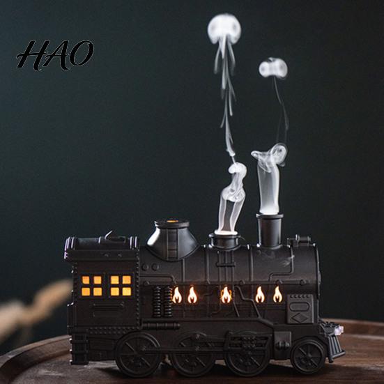 Relaxing Scent Machine for Yoga 300ml Vintage Train Aroma Diffuser, Steam Locomotive Humidifier with Remote & LED Christmas Gift Women Light,