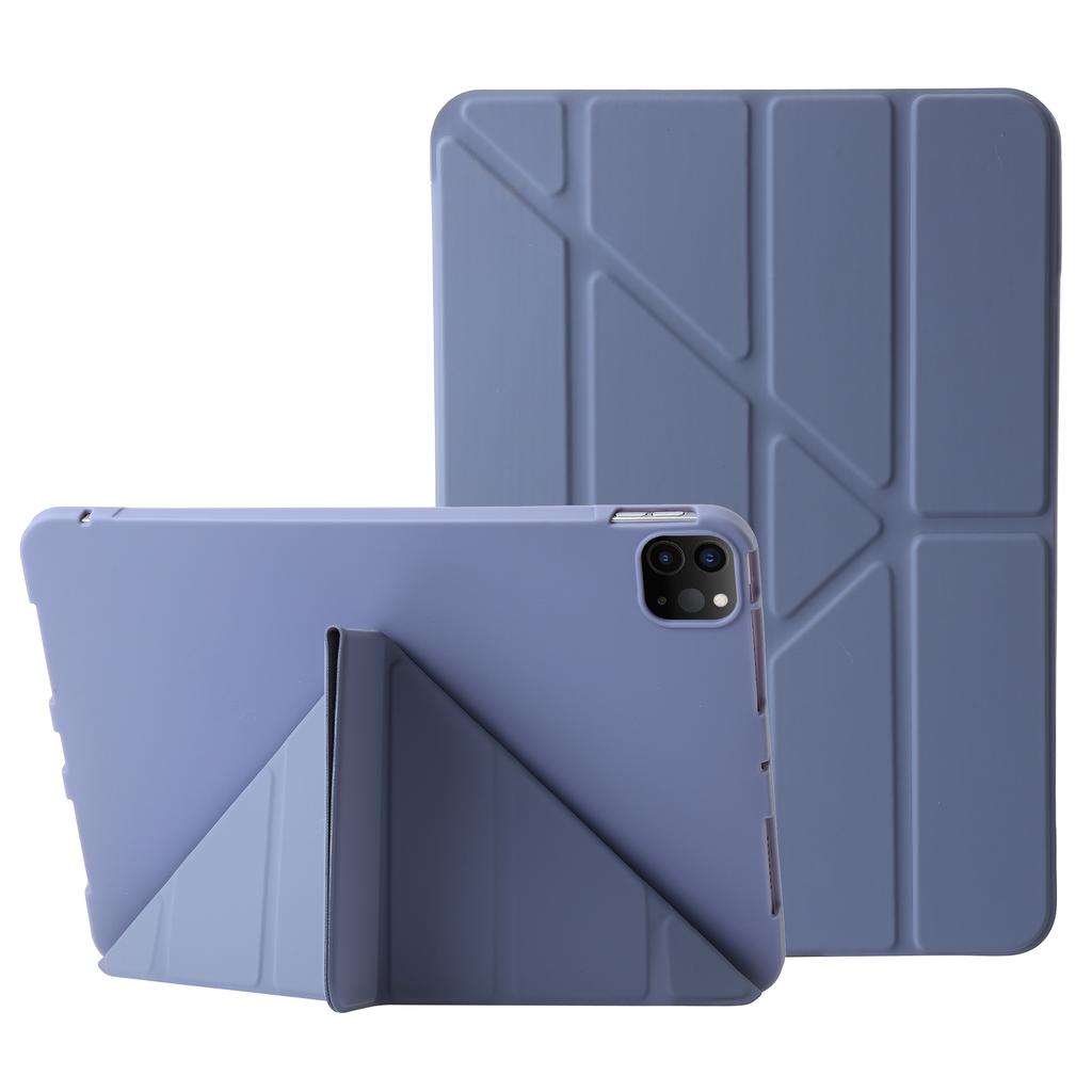 Для iPad Про 11 (2025)/11 (2024) Чехол-подставка Оригами из ПУ кожи+силиконовая накладка с функцией автозасыпания/пробуждения