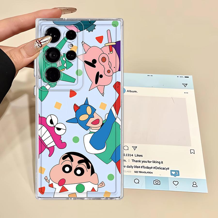 Phone Cover Case for Samsung Galaxy S25 Edge S22 FE S20 Plus Note 20 Ultra 10 S26 S21 S24 S23 Ultra Cute Crayons Shinchan