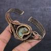 Natural Ammonite Fossil Gemstone Copper Wire Wrap Cuff Bangle Adjustable K7y53
