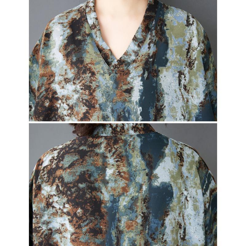 Dimanaf 2025 Лето Женщин Плюс Размер Свободное Платье Базовый Принт Короткий Рукав Платье Повседневное Платье Винтаж Макси