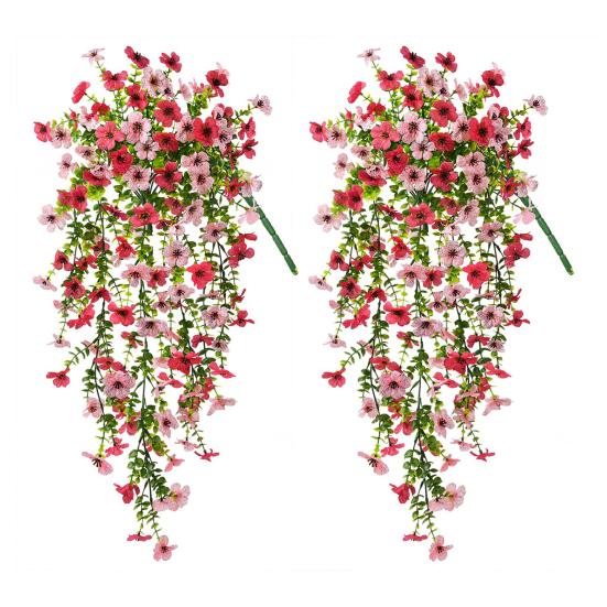 1/2/3/6Pcs Hanging Artificial Violet Flower UV Resistant Realistic Fake Flower Wedding Party Indoor Outdoor Garden Wall Hanging Faux Flower Decoration