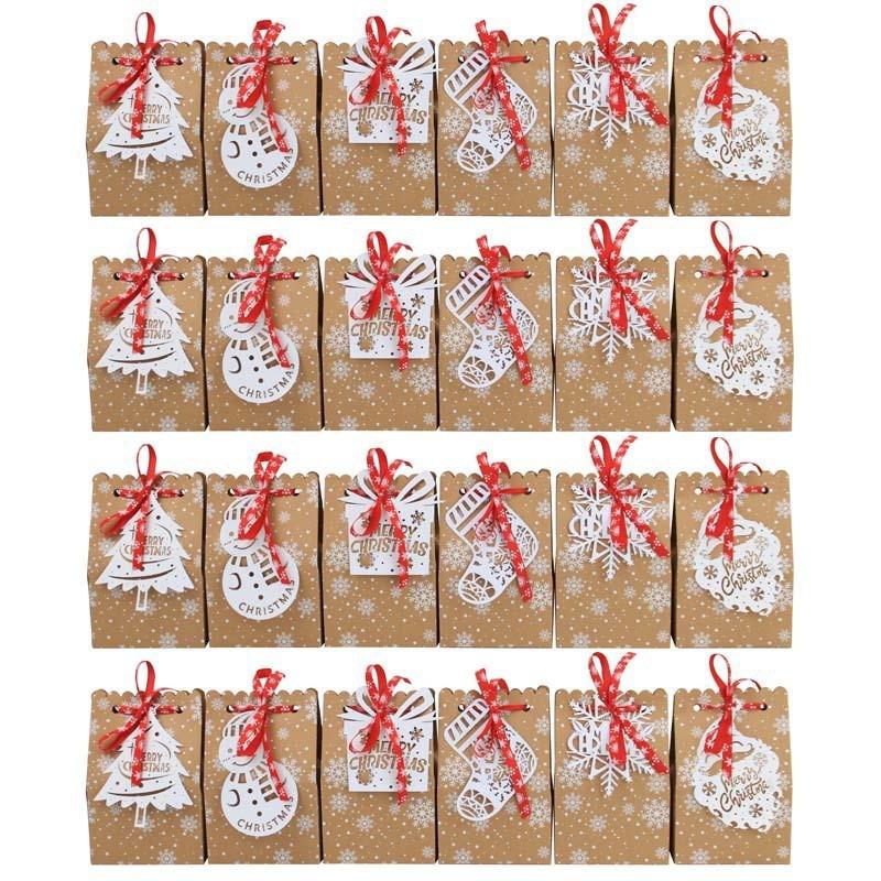 New Christmas European Style Kraft Paper Snowflake Paper Bag Candy Box 6 Laser Card Biscuit Candy Bags