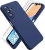 Case for Samsung Galaxy A26 5G 2x Tempered Glass - Navy Blue Silicone Cover Case Glass Screen Protector T PACK ACCESSORIES