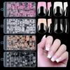 120pcs/box Acrylic French False Nails Medium Length Square Armor Full Cover Nail Tips Removable Mixed Size Press On Nails