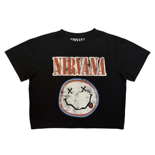 Nirvana Womens/Ladies Distressed Logo Crop T-Shirt