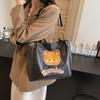 Bag Women's New PU Bucket Bag Bear Letter Embroidery Trendy Fashion Korean Version Shoulder Bag Large Capacity Messenger Bag