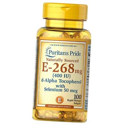 Натуральный Витамин Е, Natural Vitamin E-with Selenium 400, 100гелкапс (36367210)