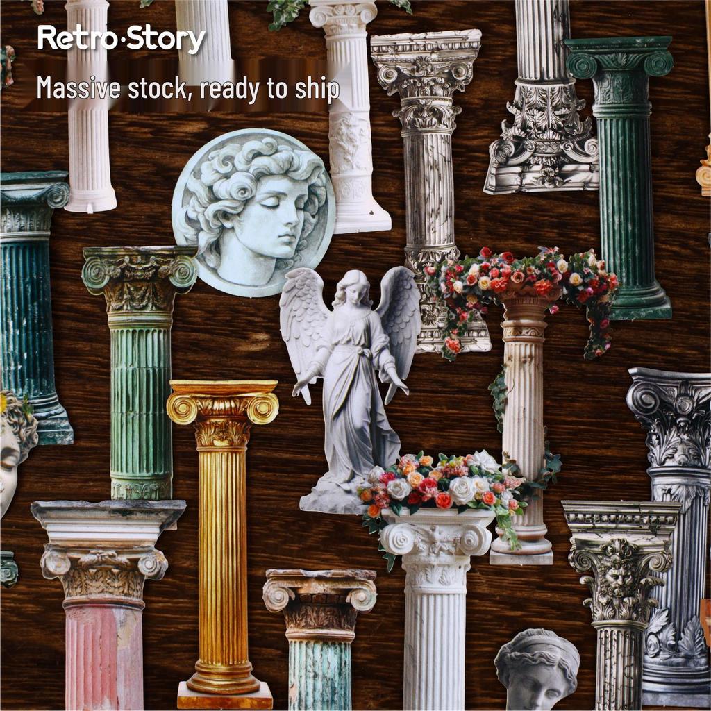 Наклейки RetroStory Venus Journal – 10 листов, 6 стилей, Серия «Римская колонна», Европейский ретро-дизайн