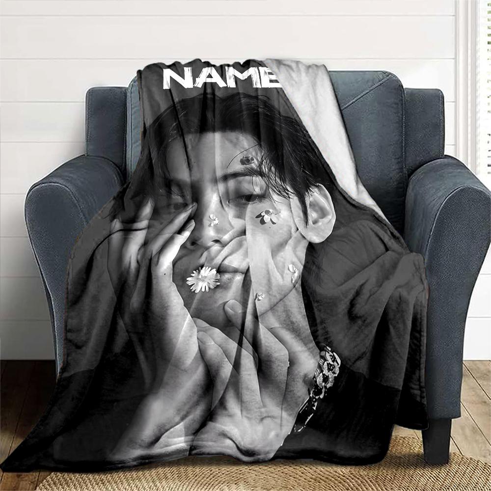 Customiz Name Personality Jimin Blanket Soft &Warm Sofa Office Bed Travel Lunch Break Blanket, Gift Suitable All Seasons