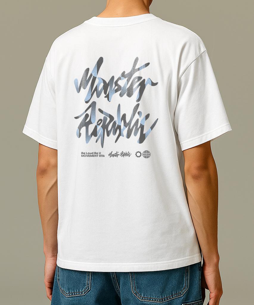 MONSTER REPUBLIC Синяя футболка с логотипом-камнем White_8116