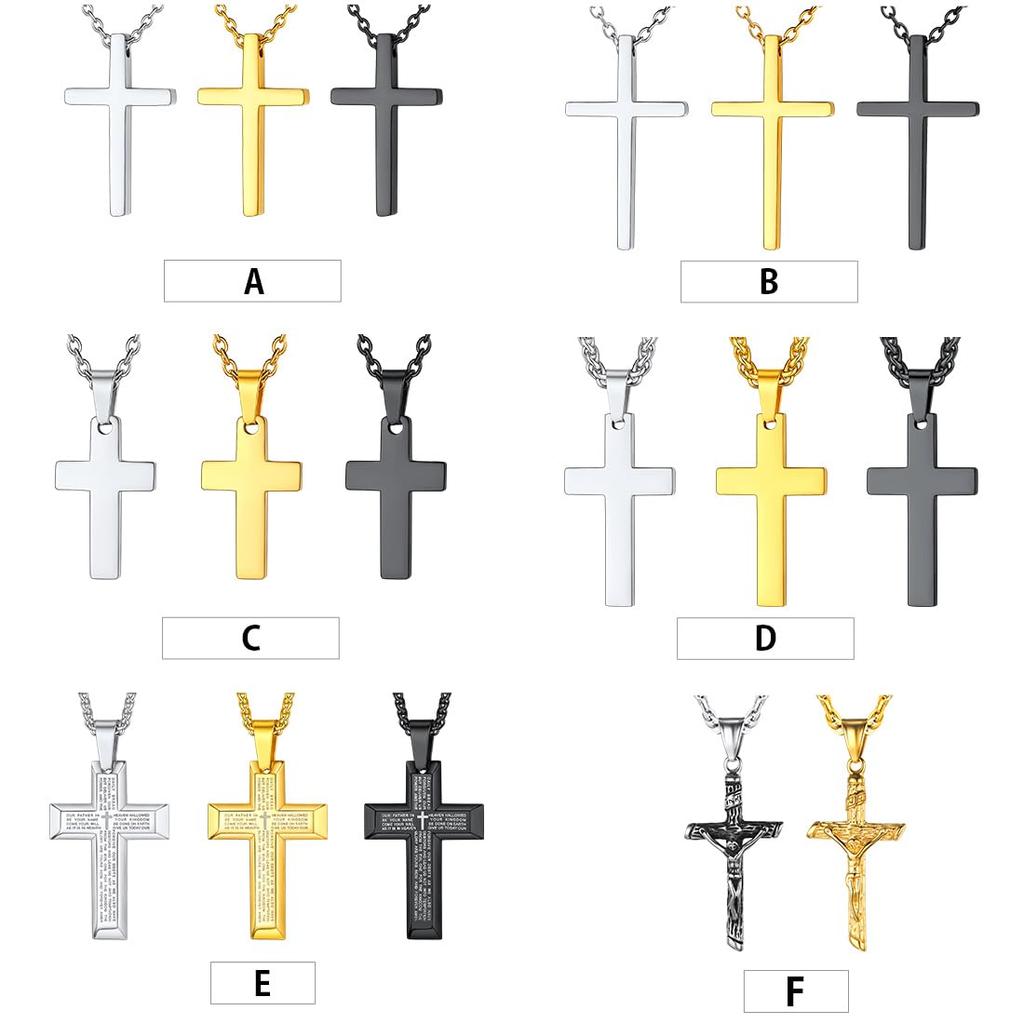 Крест ожерелье черная хирургическая нержавеющая сталь аллергия на металл пара аксессуар [Suplight] мужской женский