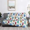 Одеяло с узором Фёрби Мягкое Теплое Фланелевое Одеяло-Плед Покрывало для Кровати Гостиной Пикника Путешествий Дома Дивана