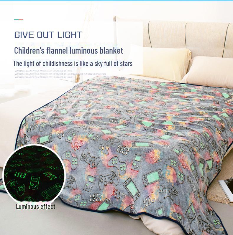 Luminous Double-Sided Flannel Unicorn Blanket for Kids
