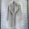 Faux Toka Fur Coat Women's Faux Fur Mid Length Suit Collar Loose Winter Women's Coat Coat