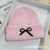Versatile fashion embroidered bow knitted hat autumn and winter new solid color versatile warm wool hat cold hat