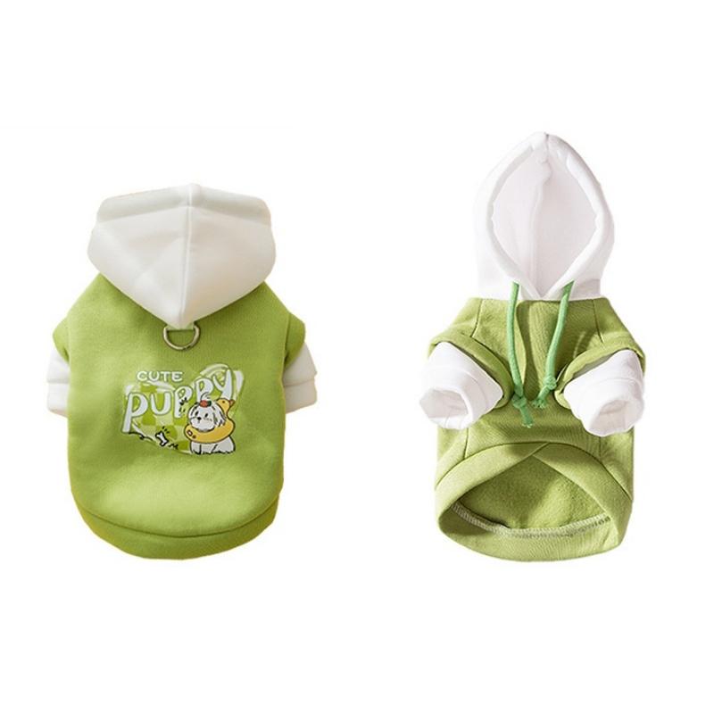 Hooded Pet Sweater Warm Thermal Cotton Two Legs Outfit Winter Dog Cat Clothes Comfortable Pet Hoodie Leash Hole Soft Pet Jacket