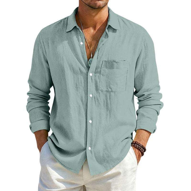 GMXIA Men's Fashion Long Sleeves Autumn/Winter POLO Neck Casual Blouses & Shirts