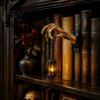 Dark Themed Interior Decor Skeleton Hand Lantern Shelf Light, Warm LED Library Nightlight, Gothic Portable Battery Operated Lamp Decorative
