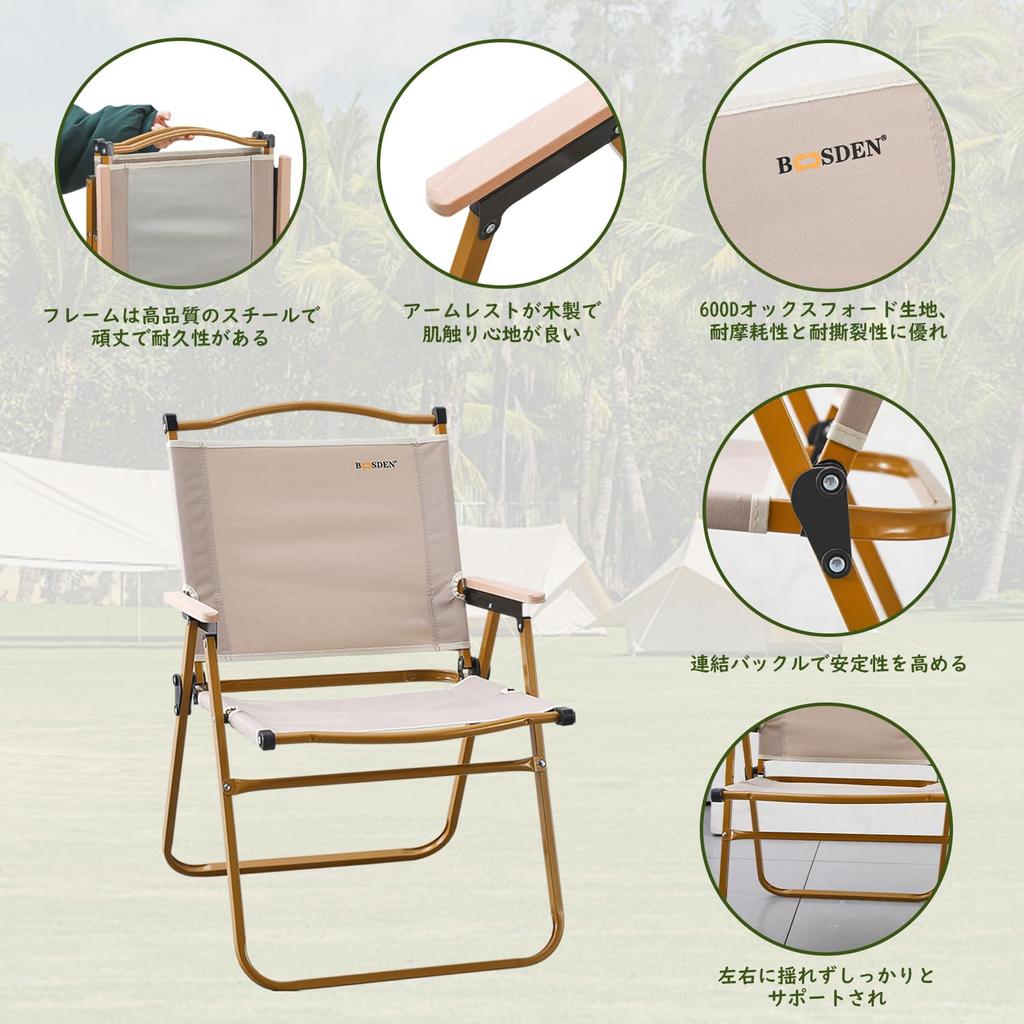 BOOSDEN Camping Outdoor Load Capacity Kermit Folding Easy To Outdoor Folding Low Khaki Chair, Chair, 150KG, Chair, Chair, Lightweight, Carry,