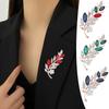 Luxury Rhinestone Leaf Shaped Brooch Crystal Metal Lapel Pins for Women Valentine Day Gift Stylish Party Jewelry Accessories