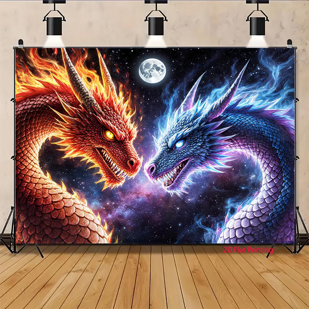 2D flat Ssangyong wrapped stunning image background cloth suitable for holiday parties and indoor events polyester
