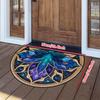Роскошный полукруглый ковер с мозаичным узором, бирюзово-синий, золотой, нескользящий, декоративный коврик, ковер с 2D-печатью для декора входной двери, крыльца