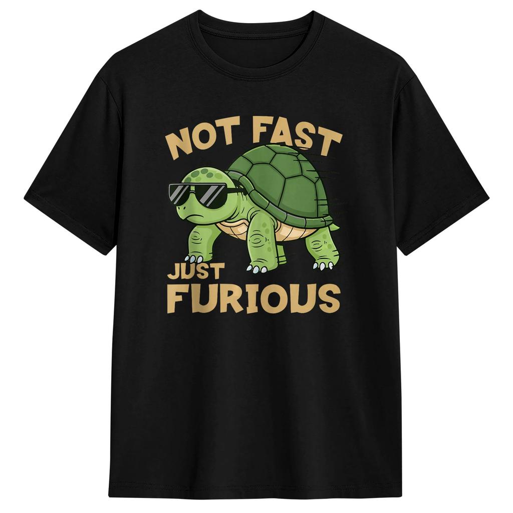 Vintage T Shirt Summer Not Fast Just Furious Turtle Funny Attitude Meme Trending TShirts Cotton Tee Shirt Unisexs Classic Clothes