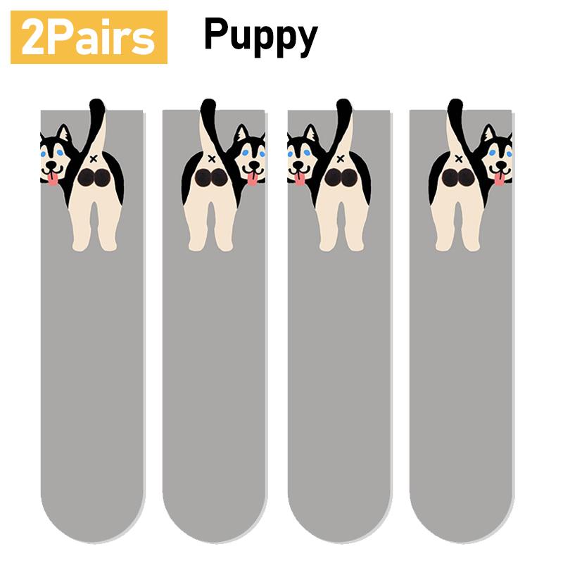 1/2 пары Мультяшные Милые Носки из хлопка с рисунком собаки/кошки Лолита Вязаные носки Женские Девичьи Носки средней длины Носки для сна с принтом питомца Напольные носки