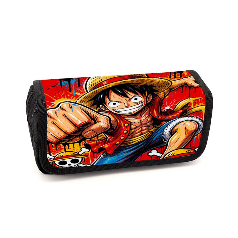 Мультяшный многослойный пенал-раскладушка One Piece Для мальчиков/девочек Лучшие подарки Большая вместимость Прочный Подростковая сумка для ручек Школьные принадлежности