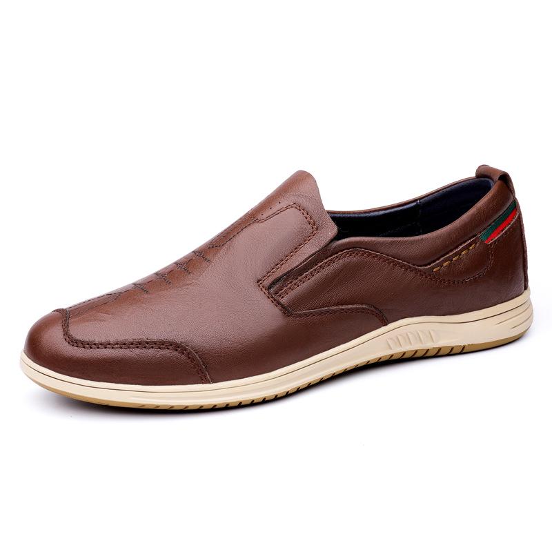 Men's Handmade Slip-on Leather Shoes: Comfortable, Non-slip, Breathable, Soft Sole, Casual Large Size.