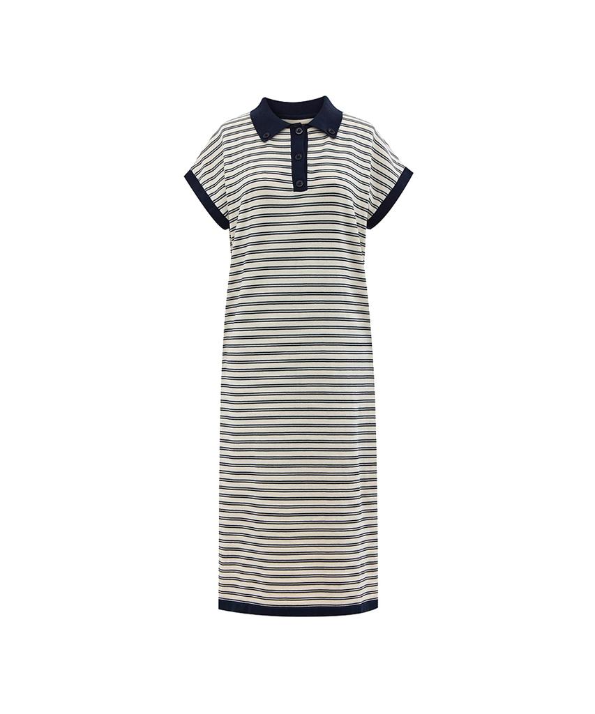 Page Flynn Collared Stripe Knit Dress_P6Bop021C