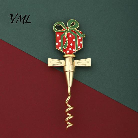 Durable Cork Remover Zinc Alloy Christmas Wine Bottle Opener, Enamel Hat/Gift/Bear/Dachshund Design, Ergonomic Opener Double Wing Handle Corkscrew,