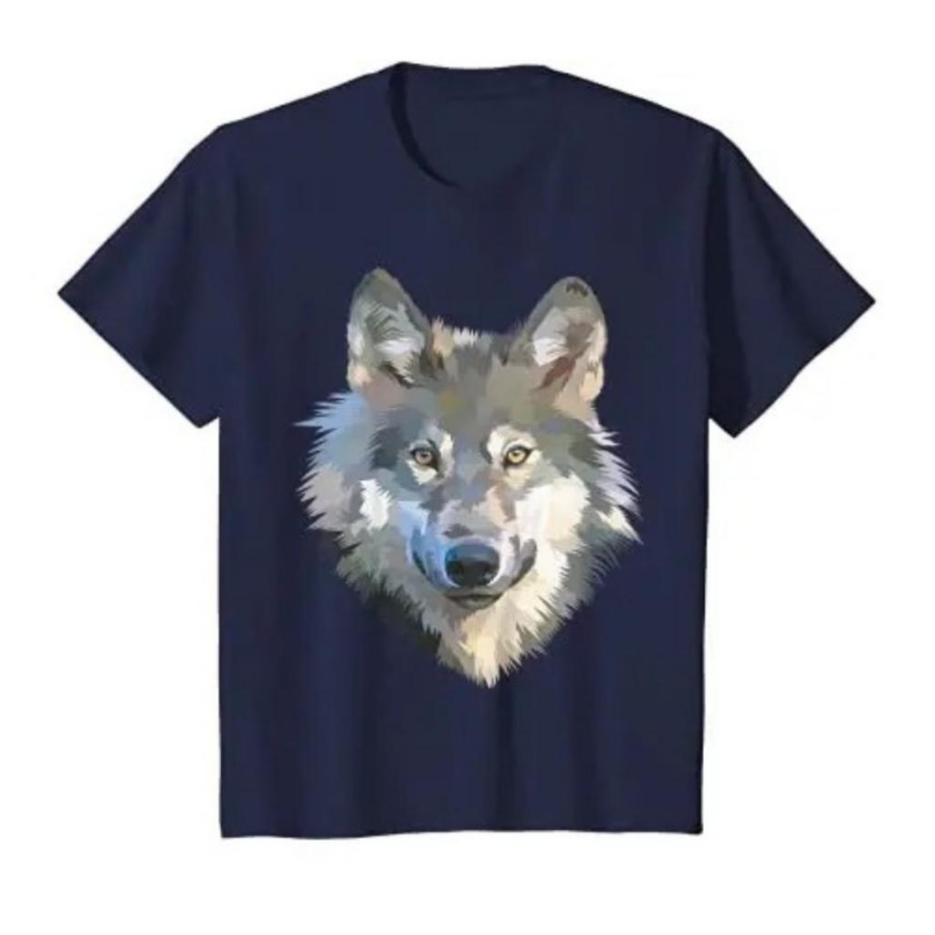 Realistic White Wolf Realistic Animal Print with Colors T-Shirt Cotton Mens T Shirts Four Seasons Tees Graphic T Shirts