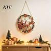 Festive Fireplace Wall Decorations Xmas Snowman Hanging Ornament, Round Acrylic Santa Reindeer Christmas Gift Ideas Door Sign for Window Decor