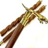 Rosewood Handcrafted  Walking Stick with Brass Jaguar Handle Vintage 3 Fold Designer Indian