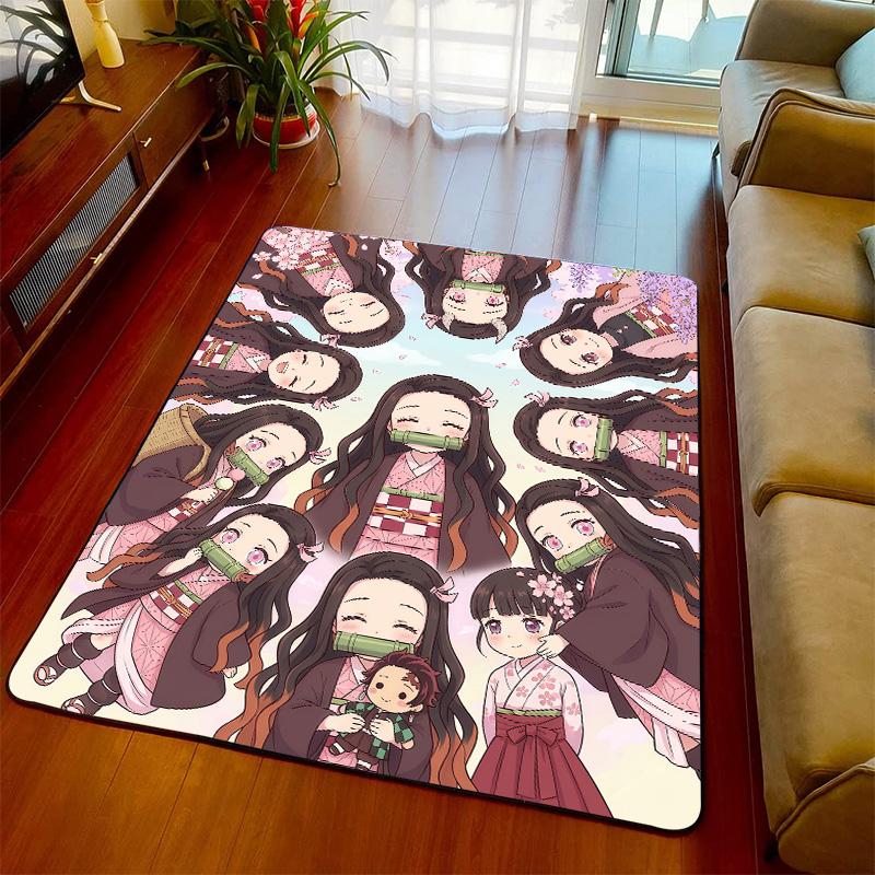 Ковер Nezuko, Нескользящий коврик для пола, Мягкий ковер для спальни, гостиной, Декор для дома, В стиле аниме -QJY